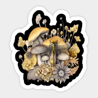 Mushroom Dragonfly Sticker